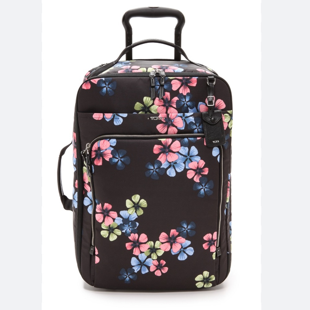 Tumi LIMITED EDITION Black Travel Carry-On with Pink, Blue & Green Floral Print